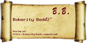 Boberity Bedő névjegykártya